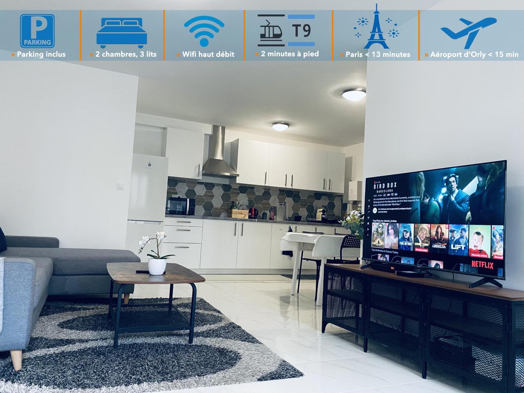 Appartement Parisien Neuf, Moderne Avec Une Grande Salon, 2 Chambres, 4 Lits, Parking Gratuit, 15Min De Paris Et 13 Min Aeroport Orly ヴィトリー・シュル・セーヌ エクステリア 写真